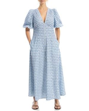 Max Studio Bubble Sleeve Maxi Dress - Blue