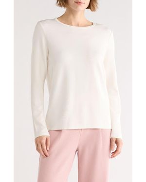 NYDJ Sand Washed Long Sleeve Scuba T-Shirt - Natural