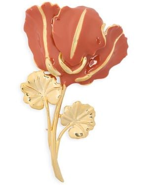 Kenneth Jay Lane Enamel Flower Pin - Orange