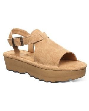 BEARPAW Ascend Faux Leather Wedge Sandal - Natural