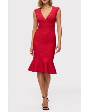Hervé Léger The Sophia Flare Hem Bandage Dress - Red