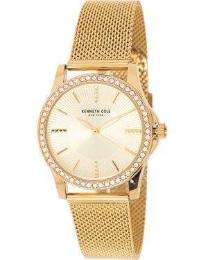 Kenneth Cole Crystal Encrusted 3-Hand Quartz Mesh Strap Watch, 33.5Mm - Metallic