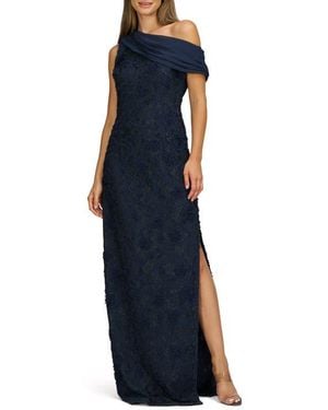 JS Collections Elodie Floral One-Shoulder Cotton Blend Gown - Blue