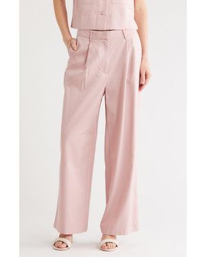 French Connection Twill Wide Leg Pants - Pink