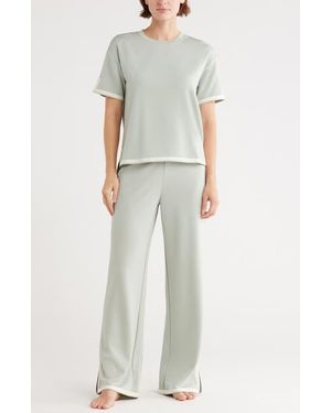 Tart Collections Quintia Scuba Knit Top & Pants Lounge Set - White
