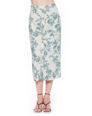 Alexia Admor Carla Button Front Midi Skirt - Blue