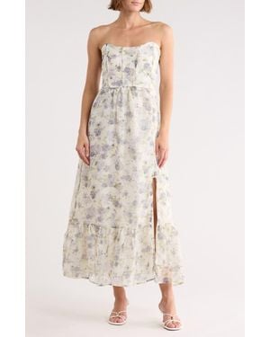 Blu Pepper Floral Strapless Dress - White