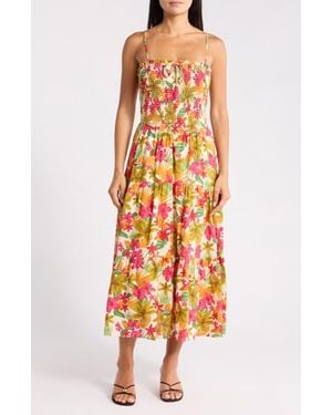 Blu Pepper Floral Midi Dress - Orange