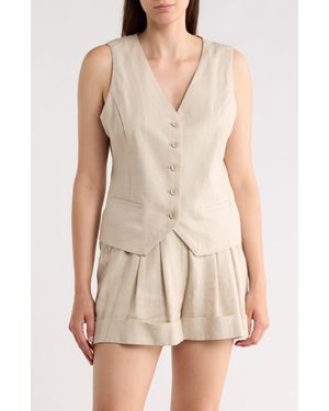 DKNY Linen Blend Vest - Natural