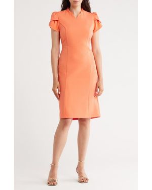 Nanette Lepore Ruffle Neck Shift Dress - Orange