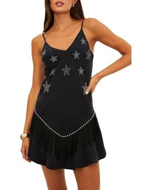 Beach Riot Rowan Beaded Star Detail Cover-Up Minidress - Black