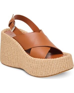 Dolce Vita Skylar Slingback Platform Wedge Sandal - Brown