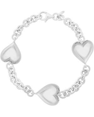KARAT RUSH Puffed Heart Station Chain Bracelet - White