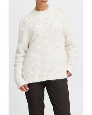 Ichi Knit Mock Neck Sweater - White