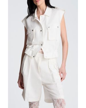 Kenneth Cole Linen Blend Cargo Vest - White