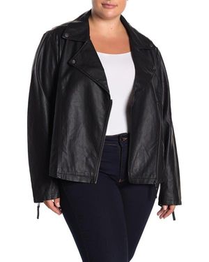Max Studio Faux Leather Moto Jacket - Black