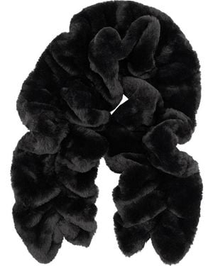 Surell Faux Fur Ruffle Scarf - Black
