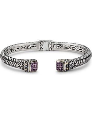 Samuel B. Woven Pavé Tipped Bangle - Multicolor