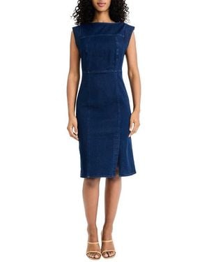 Donna Morgan Sleeveless Denim Sheath Dress - Blue