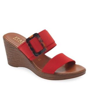 Italian Shoemakers Open Toe Wedge Sandal - Red