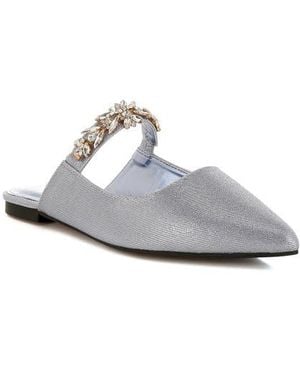 Rag & Co Magnum Crystal Strap Mule - White