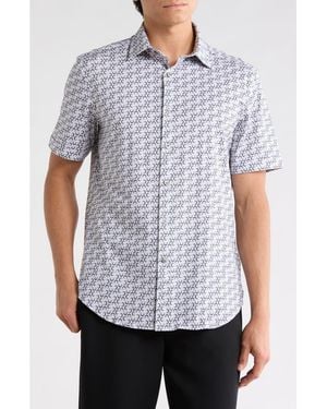 Bugatchi Short Sleeve Woven T-Shirt - Blue