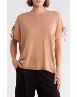 Max Studio Ruched Tie Sleeve Sweater - Black