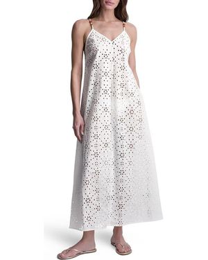 DKNY Eyelet V-Neck Cover Up Maxi Dress - Gray