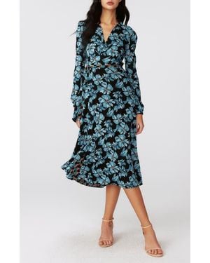 Diane von Furstenberg Phoenix Reversible Long Sleeve Midi Dress - Blue