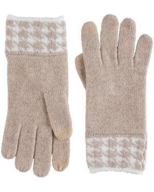 Bruno Magli Cashmere Houndstooth Gloves - Gray