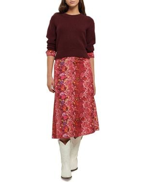 Derek Lam Gabriella Mixed Media Long Sleeve Midi Dress - Red