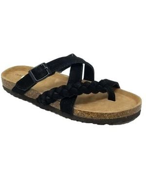 GAAHUU Suede Braided Crisscross Sandal - Black