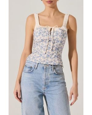 Astr Floral Milkmaid Top - Blue