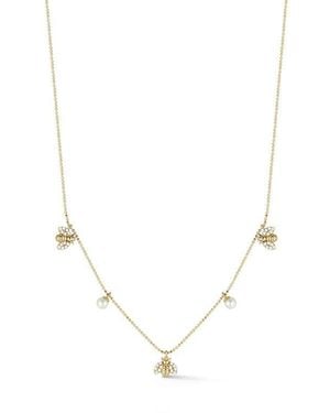 Glaze Jewelry Pearl & Cubic Zirconia Bee Charm Necklace - Metallic