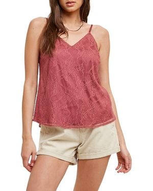 Wishlist V-Neck Lace Camisole - Red