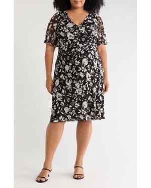 Connected Apparel Butterfly Sleeve Mesh Dress - Black
