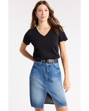 1901 V-Neck Cotton T-Shirt - Blue