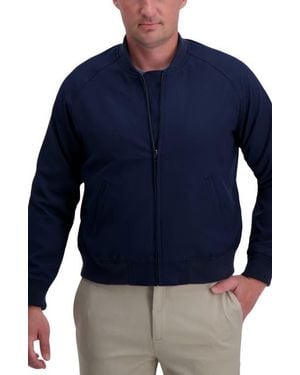 Haggar Stretch Gabardine Bomber Jacket - Blue
