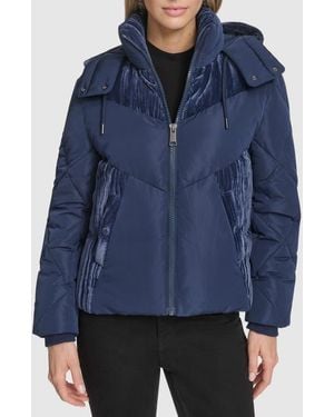 Andrew Marc Tayte Puffer Jacket With Removable Hood - Blue