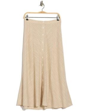 Max Studio Stripe Button Front Maxi Skirt - Natural