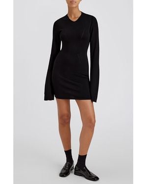 Solid & Striped The Narcia Cutout Long Sleeve Minidress - Black