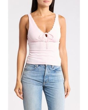 Madden Girl Lace Trim Tie Front Tank - Blue