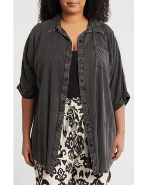 Boho Me Short Sleeve Button-Up Shirt - Black