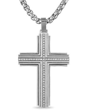 Esquire Diamond Cross Pendant Necklace - White