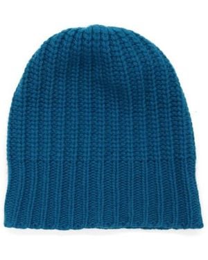 Portolano Ribbed Cashmere Knit Beanie - Blue