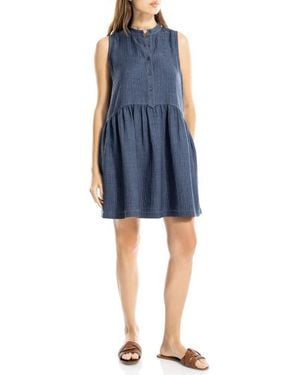 Max Studio Button Placket Minidress - Blue