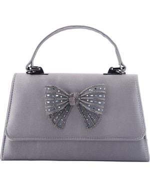 Lady Couture Leslie Crystal Bow Satin Clutch - Purple