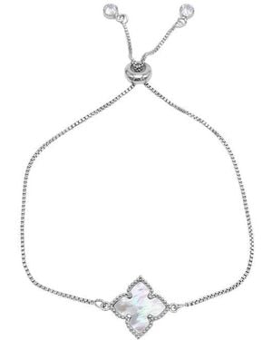 Adornia Four Point Mother Of Pearl Flower Bolo Bracelet - White