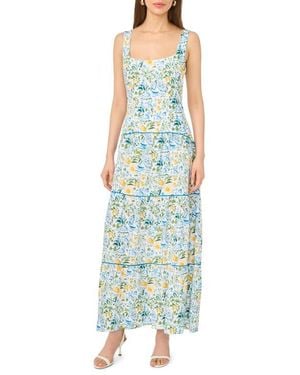 Cece Drop Waist Tiered Maxi Dress - Blue