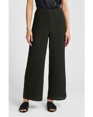 Eileen Fisher Crinkled Wide Leg Pants - Black